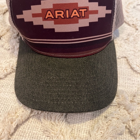 Brown & tan ARIAT AZTEC SERAPE PRINT BASEBALL CAP HAT w/ Mesh back Snapback - Picture 3 of 6
